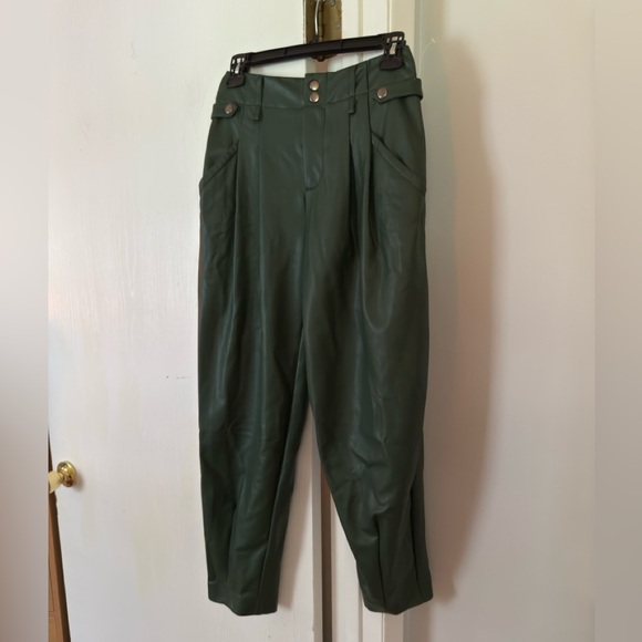 MAEVE Faux Leather Taper Pleated Pants - Picture 4 of 6